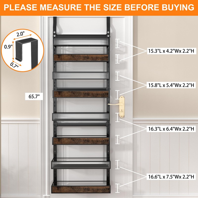 Clothink Over the Door Pantry Organizer,6 Tier Wall Mounted Hanging