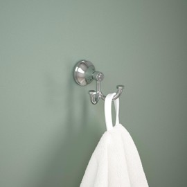 FRANKLIN BRASS Woodruff (1-Pack) Towel Hooks Polished Chrome Double Bathroom J Hooks Wall Mounted for Robes & Towels Hand Towel Hook Holder Kitchen, Bathroom Accessories WDRF35-PC