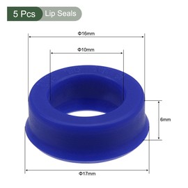 YOKIVE 5 Pcs UN Radial Shaft Seals, Industry PU Oil Seals for Hydraulic Cylinders (Blue, 10-mm ID x 16-mm OD 6-mm Width)