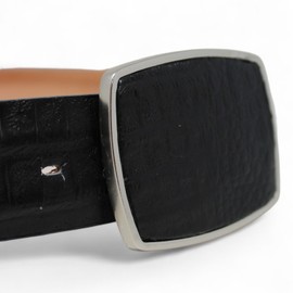 Genuine Black Gator Skin Belt – Real Gator Skin, Dress or Casual, Removable Buckle (Black, 34)