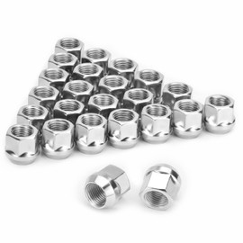 14mmx2 Chrome Aftermarket Wheel Lug Nuts, 24 PCS M14x2 Open End Cone Seat Bulge Acorn One-Piece Lug Nuts, for 2000-2014 F-ord F-150/Expedition/Lincoln Navigator, Sliver