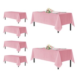 sancua Rectangle Tablecloths for 6 Foot Tables, 6 Pack - Washable Polyester Fabric Table Cloth for Wedding Party, Birthday, Banquet Reception, 54x108 Inch, Pink