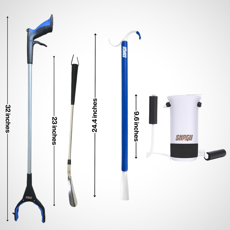 Long Shoe Horn, Grabber Reacher Tool, Sock Aid Device, and