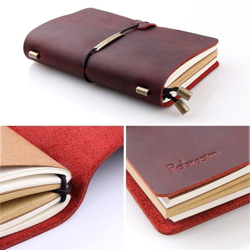 Robrasim Leather Journal Refillable Travelers Notebook, Antique Handmade Leather Writi...