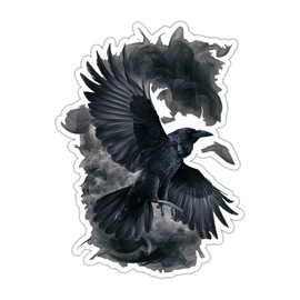 Black Raven Gothic Sticker 5 Inch Dark Crow Bird Vinyl Waterproof Decal for Laptop Water Bottle Car Window Phone Case Notebook Tumbler Skateboard Helmet Gothic Aesthetic Sticker