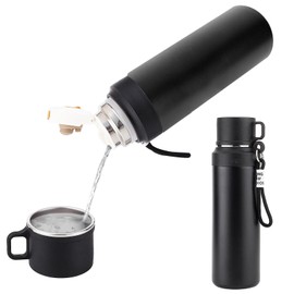 GENDLTHIJ Stainless Steel Insulated Bottle, Vacuum Insulated Water Bottle, Vacuum Insulated Bottle for hot and cold coffee drink water, 24-Hrs Insulation Commute Travel (Black,1000ml)