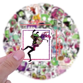 110Pcs Invader Alien Zim Stickers Cool Aliens Stickers, Vinyl Waterproof Sticker for Laptop, Guitar, Water Bottle, Birthday Gifts for Girls, Kids, Teens (Zim)