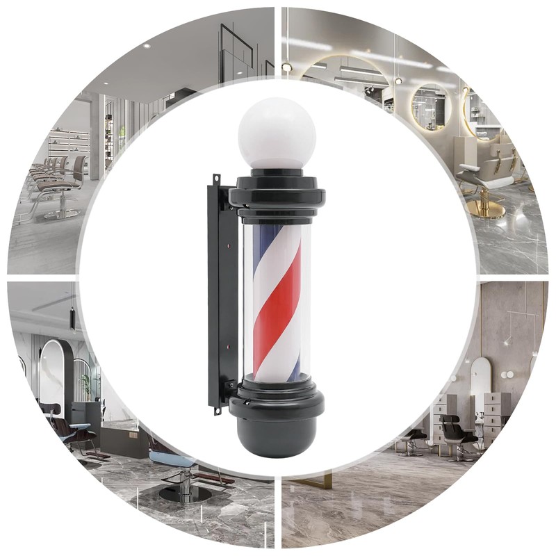 AngelcityCC 26.8 in Wall-Mounted Barber Pole Led Light, Red, White,