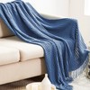 LumiSyne Knitted Blanket with Tassel Plain Bubble Pattern Cuddly Blanket