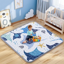 Baby Play Mat 71x79inch - Thick One-Piece Crawling Mats with Non-Slip Pattern - Large Baby Cushioned for Playpen - Soft Floor Padded for Babies Toddlers - Foldable Machine Washable Playmats