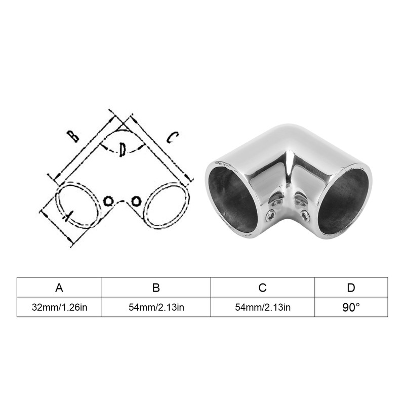 2 Way Boat Hand Rail Fitting 32mm 316 Stainless Steel
