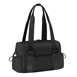 Small Gym Bag & Tote bag for Women, Waterproof Travel Duffle Bag with Wet Compartment, Mini Gym Bag for Sport & Workout & Swimming, Black - KUKUPAK