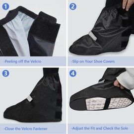 YIFMOO Waterproof Shoe Covers, Rain Cover Bicycle with Reflective and Adjustable Velcro Fasteners, Rain Covers Shoes Essential for Cyclists (L)