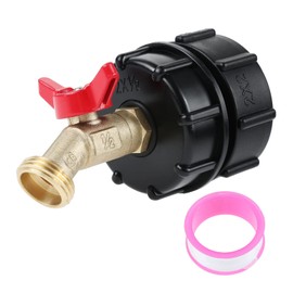 Teengse 275-330 Gallon IBC Tote Tank Adapter, 2" Fine Thread IBC Tote Fittings, Hose Faucet Valve with Ball Valve, 1/2" Male NPT Inlet ×3/4" Male GHT Threaded(Use for 2inch Fine and Coarse Threads)