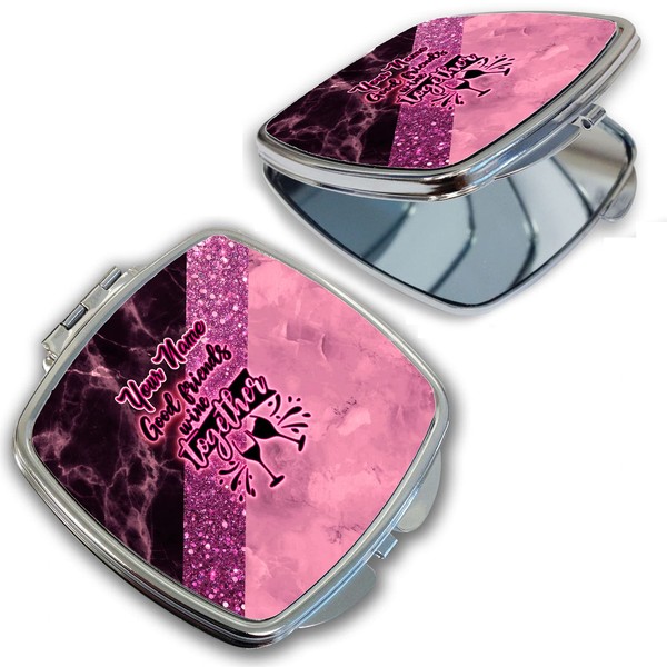 Bleu Reign Compact Personalized Pocket Mirror Custom Name Beautiful Pink