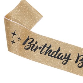 HRLORK Birthday Sash Satin Sash Party Sash for Women Girl Birthday Decoration Gifts Birthday Party Accessories -Gold -1 Piece