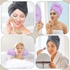 SUNLANDマイクロファイバーヘアドライタオル超吸収性速乾性マジックヘアターバン グレー 紫の 100×50cm (2枚)