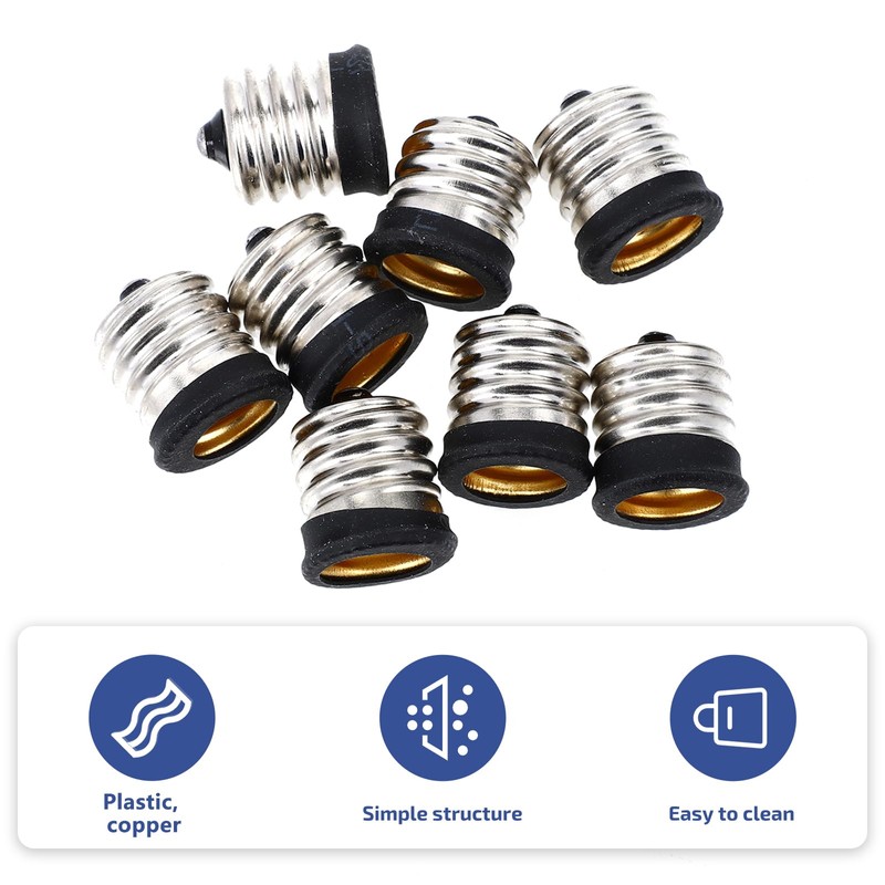 E17 to E14 Socket Adapter: 8 PCS Standard Medium Base
