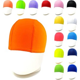 Professional Swimming Headphones in Solid Polyester - QUANTITY DISCOUNTS - Unisex Swimming Cap with BANDING EFFECT. Quantity Packs of 50-100-250-500-1000 PCS. (FLUO orange, Quantity 50 pcs)