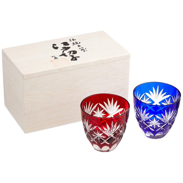 Tajima Glass TG98-203-2 Edo Kiriko Hoshiko, Gui Cup, Pair