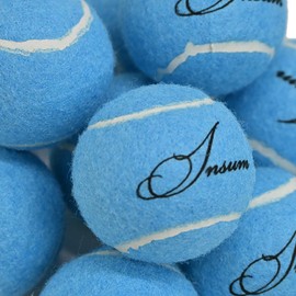 12 Pack Practice Tennis Balls for Beginners – High Elasticity Bulk Tennis Balls for Dog Training, Fetch & Play, with Mesh Carry Bag (Light Blue)