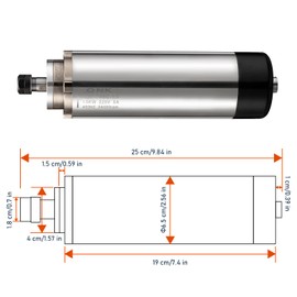 QNK CNC Spindle Motor, 1.5KW Air Cooled 65mm 220V ER11 24000RPM Spindle Motor, High Speed 5A 400Hz Air Cooled Round for CNC Router Engraver Milling Machine