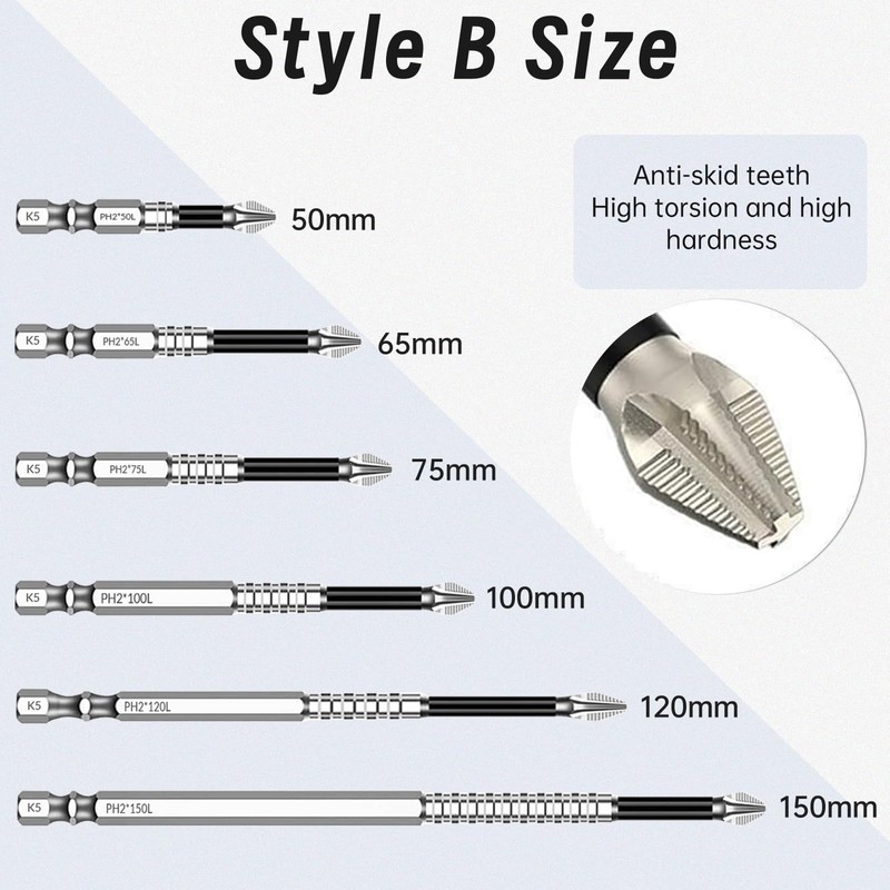 High-Magnetic Screwdriver Drill Bit Set, 6PCS Magnetic Drill Bits,Anti-Slip Screw