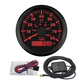 ELING 3-3/8'' Universal GPS Speedometer Speedo Gauge Cluster Replacement 0-80MPH for Boat Yacht Vessel 12V 24V (LED Shows Course not Odometer)