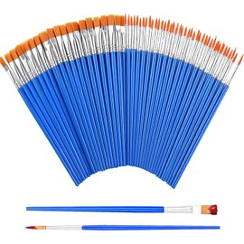 Outtshop Small Paint Brushes, 60 Pcs Paintbrushes with Flat and Round Pointed, Face Paint Brushes Art for Acrylic, Watercolor, Oil and Gouache Paints Ideal for Body Face, Decorations