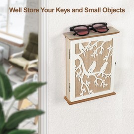 AHUONEL Key Holder for Wall Key Holder Wall Mount, Key Hooks Hanging Key Rack Wall Key Holder, Wood Key Hanger Wall Mount Key Organizer with 6 Key Hooks for Home Decor Office Entryway Hallway