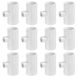 12 Pack Chicken Waterer PVC Tee Fittings - Fully Automatic for Threaded Chicken Waterer Nipples/Cups/Feeders/Poultry Water Drinker, White