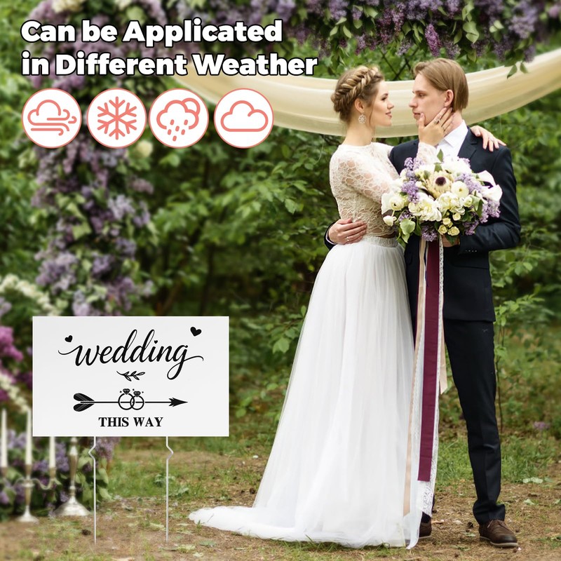 9 PCS Wedding This Way Sign Kit,Double Sided Wedding Direction