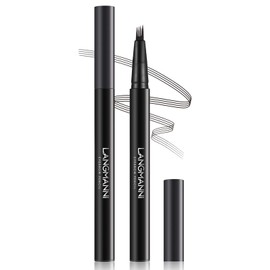 EONFAVE Waterproof 3D Eyebrow Pencil with 4 Fork Tips, Microblading Eyebrow Pencil, Eyebrow Pencil, Hair Drawing for Quick Drying, Durable Natural (Black)