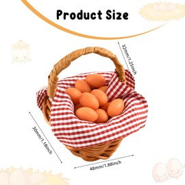 1 Piece Miniature Food, 1/12 Miniature Food Set, Miniature Bread Basket, Chicken Egg, Picnic Cloth, Mini Food Dollhouse Decoration, Gnome Door Accessories for Children (Red - Eggs)