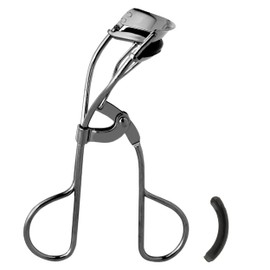 JAPONESQUE Extreme Lash Curler - Scissor Comfort Handle, Deep Curl, Keeps Lashes Curled for 8 Hours, High Arch Design, for Natural or False Lashes, Includes 1 Refill Pad (Gunmetal)