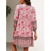 Qearal Pink Floral Dress Women Summer Beach Vacation Loose Fit