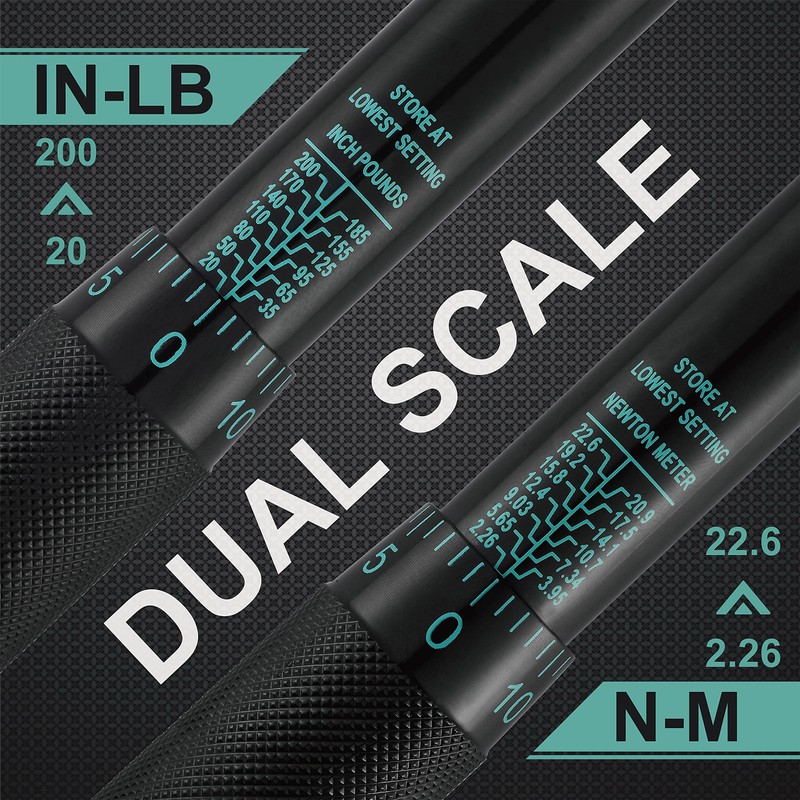 EPAuto 1/4-Inch Drive Click Torque Wrench, Black, 20-200 in.-lb.