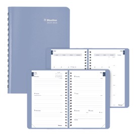 Blueline Essential Academic Weekly/Monthly Planner, 13 Months, July 2023 to July 2024, Twin-Wire Binding, Soft Vicuana Cover, 8" x 5", Cloud Blue, Bilingual (CA101F.02-24)