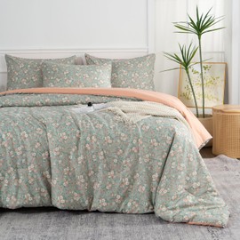 TISPLR Floral Full Comforter Set 3 Pieces Soft Chic Garden Style Vintage Floral Print Lightweight Botanical Flower Comforter Set for All Seasons 1 Comforter and 2 Pillowcases