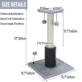 Dimaka 27" Tall Cat Scratching Post,Claw Scratcher with Sisal Rope and Covered with Soft Smooth Plush, Vertical Scratch Posts for Indoor Cats