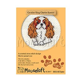 Mouseloft Mini Cross Stitch Kit - Cavalier King Charles Spaniel, Paw Prints Collection