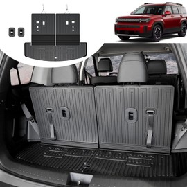 HOUCLEMIC Cargo Mat for Hyundai Santa FE 2024 2025 2026, All Weather TPE Cargo Mat with Backrest Mat Rear Cargo Liner Protection for Hyundai Santa Fe Calligraphy Accessories (Fit Hybrid and Fuel)