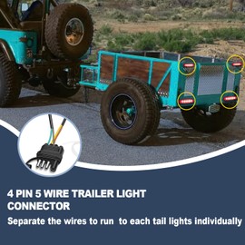 WALSIO 36FT 4 Pin 5 Wire Trailer Wiring Harness with PVC Protective Tube, 4 Way Flat Trailer Connector, Trailer Lights and Wiring Kit, Trailer Wire Connector Plug for Trailer Boat RV Tractor... (36FT)