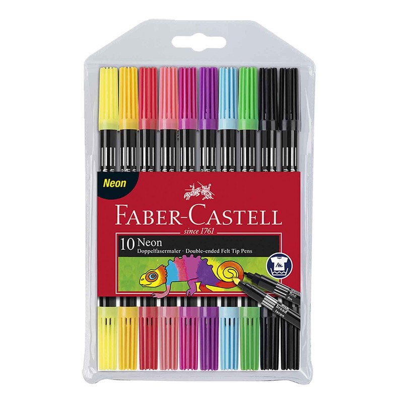 Faber-Castell 151110 Double Fibre Pens, Standard + Neon
