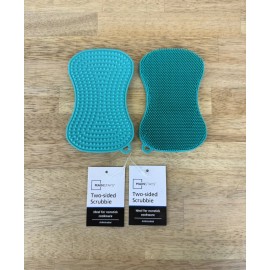Mainstays Two Sided Scrubbie Anti-Bactria Silicone Sponge, Teal (2 Pack)