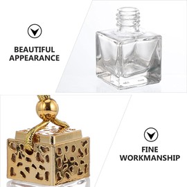 6pcs Perfume Hanging Empty Bottle Car Hanging Air Freshener Diffuser Car Air Freshener Diffuser Empty Bottles Car Diffuser Gold and Silver Accessories Travel Glass