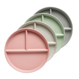 greenandlife greenandlife 9 Inch (4PCS) Unbreakable Divided Plates for Kids Adults, Dishwasher & Microwave Safe Compartment Plates, Lightweight Reusable Plastic Portion Control Plates, BPA Free and Healthy