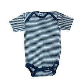 Cosilana, Baby Bodysuit Short Sleeve 70% Wool 30% Silk, Navy (navy striped)