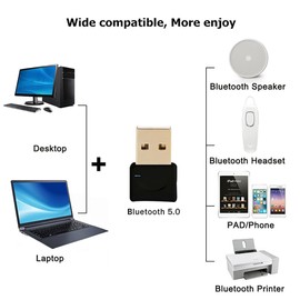 Poemtian USB Bluetooth 5.0 Adapter Transmitter Receiver Wireless USB Adapter for PC Car Speaker Desktop Computer Laptop