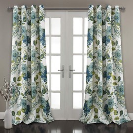 Lush Decor Floral Paisley Room Darkening Window Curtain Panel Pair, 52"W x 108"L, Blue